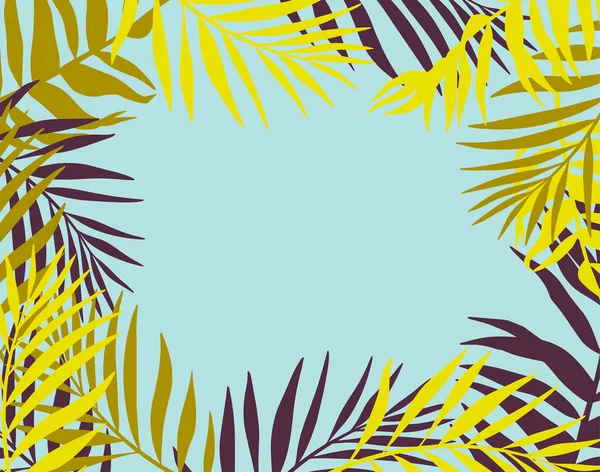 Hello Summer Concept Design Letnia Panorama Abstrakcyjna Ilustracja Egzotycznymi Liśćmi — Wektor stockowy