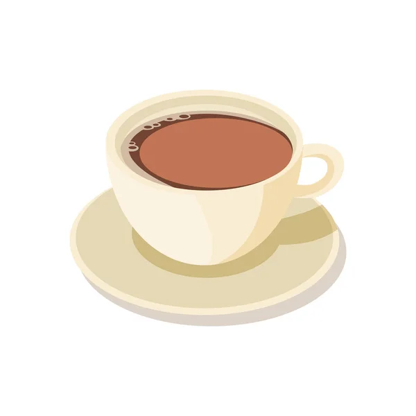 Witte Koffiemok Met Stoom Platte Design Stijl Vectorillustratie — Stockvector