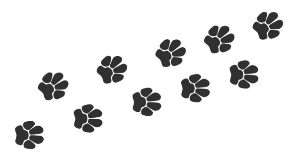 Paw Vector Foot Trail Print Cat Dog Pattern Animal Tracks — Stock Vector