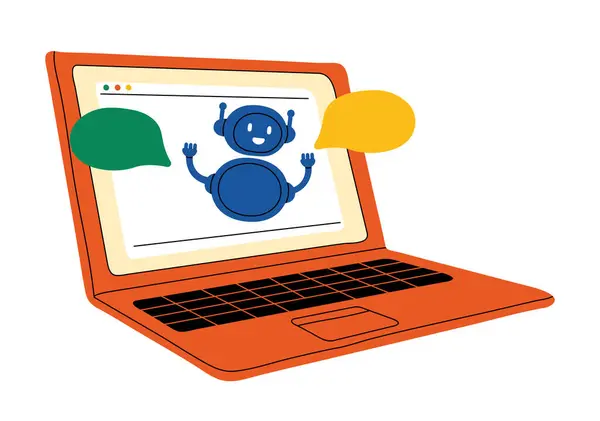 Comunicação Suporte Line Chatbot Robô Chat Vivo Assistente Humano Cliente Ilustrações De Stock Royalty-Free