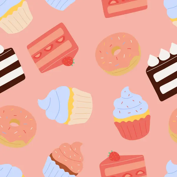 Cupcake Hintergrund Helles Muster Aus Konfetti Und Cupcakes Mit Sahne Vektorgrafiken