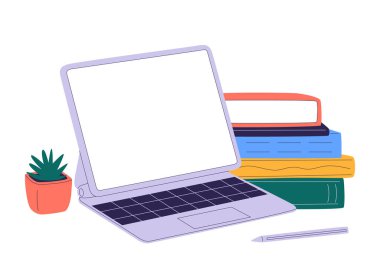 Evdeki masa görüntüsü. Kalem ve kalemlerle evden tablet üzerinde çalış. Evdeki çalışma alanı ofisi. Grafikler üzerinde çalışıyorum.