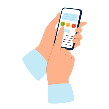 Müşteri gözden geçirme kabarcık kutusunda beş yıldız vermek. Olumlu geribildirim kavramı. Vektör çizim. Minimal ve düz tasarım