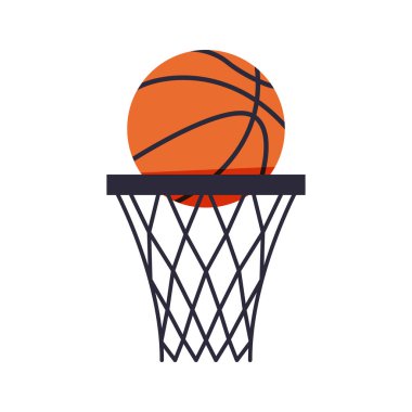 Basketbol topu beyaz arka planda izole edilmiş. Basketbol afişi, poster şablonu. Vektör illüstrasyonu