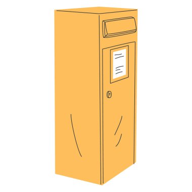 Yellow classic post box. Mail box icon. Letterbox. Vector illustration. clipart