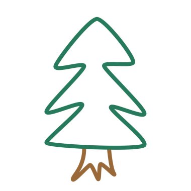 Basit çocuksu bir firavun ağacı. Firtree, ilkel karalama kozalaklı bitki. Saf botanik çocukları beyaz arka planda izole edilmiş düz vektör çizimi