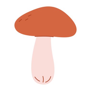 Sonbahar yenilebilir mantar, mantar ikonu. Leccinum, doğal sonbahar yemeği. Solungaçlı, saplı, dikişli taze mantarlar. Düz grafik vektör çizimi beyaz arkaplanda izole edildi