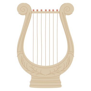 Lir, antik Yunan sicim enstrümanı. Geleneksel kültürel müzik lira ikonu. Tarihi küçük arp, lira. Düz grafik vektör çizimi beyaz arkaplanda izole edildi