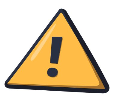 Uyarı işareti, üçgen işareti. Tehlikeden, güvenlikten ve risk sembolünden sakının. Dikkat, dikkat, alarm ve önlem sinyali. Düz grafik vektör çizimi beyaz arkaplanda izole edildi