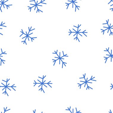 Kar deseni. Kar taneleriyle kusursuz sonsuz arka plan tasarımı. Kış tekstili, kumaş, ambalaj kağıdı, duvar kağıdı, dekorasyon için karlı baskı. Yazdırılabilir tekrarlayan doku, düz vektör illüstrasyonu