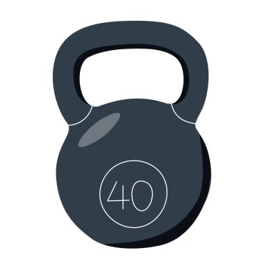 Kettlebell ikonu. Ağırlık, beden eğitimi, vücut geliştirme, spor antrenmanları, ağırlık kaldırma egzersizleri. Çaydanlık zili. Düz vektör çizimi beyaz arkaplanda izole edildi