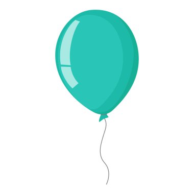 Balon, şenlikli parti dekorasyonu. Uzun dalgalı şişme helyum oyuncağı, kavisli uzun şekilli doğum günü dekoru, havada süzülen, ipte uçan. Düz vektör çizimi beyaz arkaplanda izole edildi