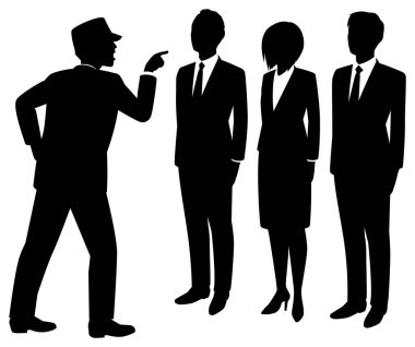 İş adamı acemi birliği silueti çizimi