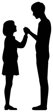 Boy farkı olan bir çiftin siluet çizimi