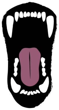 Ağız ve vahşi bir hayvanın dişleri.