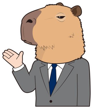 Capybara maskesi takan bir erkek işadamı