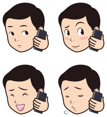 Akıllı telefonlardan konuşan erkeklerin resimlerinin derlemesi