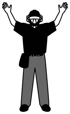 Baseball umpire doing strike pose clipart