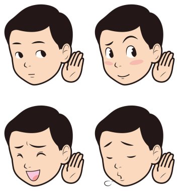 Dikkatle dinleyen bir adamın çizim koleksiyonu