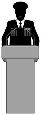 General kürsüde konuşma yapacak.