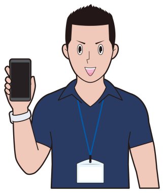 Akıllı telefon tutan bir erkek eğitmenin resmi.
