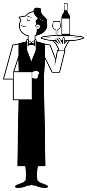 Erkek bir şarap garsonu tasviri