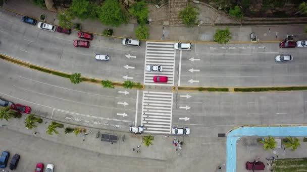Rising Aerial View Hustle Bustle Costera Avenue Queens Park Acapulco — Video Stock