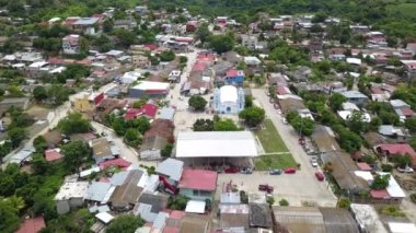 Flying over the town of Texca in middle of the mountains, Guerrero
