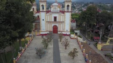 Ascending above the charming village church of Xico in Veracruz state, Mexico traditional