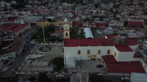 Video Central Square Church Papantla Drone Mexico — Stockvideo