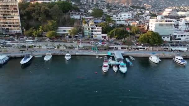 Timelapse Acapulcos Fishermens Walk Drone Captures Rush Life Mexico — стокове відео
