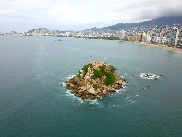 Isla Morro Desde Mar Una Impresionante Vista Aérea Acapulcos Sitio — Foto de Stock