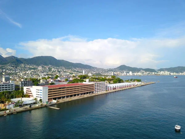 Veduta Aerea Del Terminal Marittimo Acapulcos Catturato Drone Messico — Foto Stock