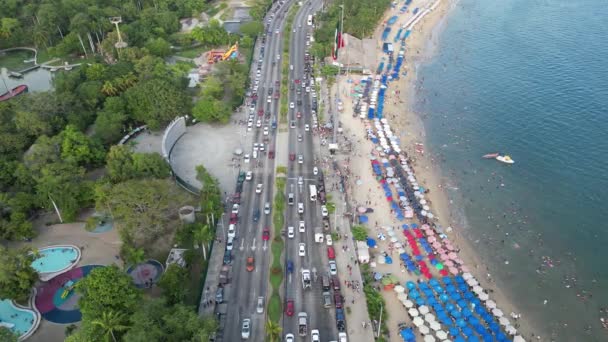 Acapulcos Sahil Yolu Papagayo Parkı Trafik Giant Flag Meksika — Stok video