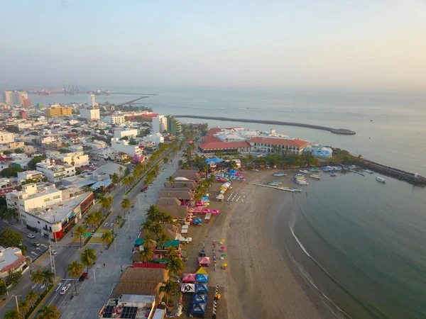 Veracruz Malecon Nsansız Hava Aracı Görünümü Çarpıcı Hava Perspektifleri Meksika — Stok fotoğraf