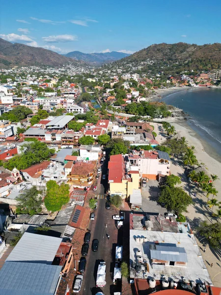 Κάθετη Θέα Πόλης Zihuatanejos Residential Area Houses Streets Perspective Μεξικό — Φωτογραφία Αρχείου