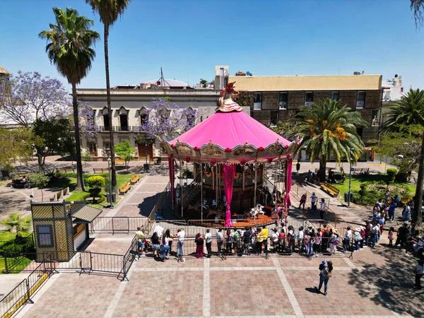 Vista Vertical Carrusel Colorido Centro Guadalajaras Joyful Amusement México —  Fotos de Stock