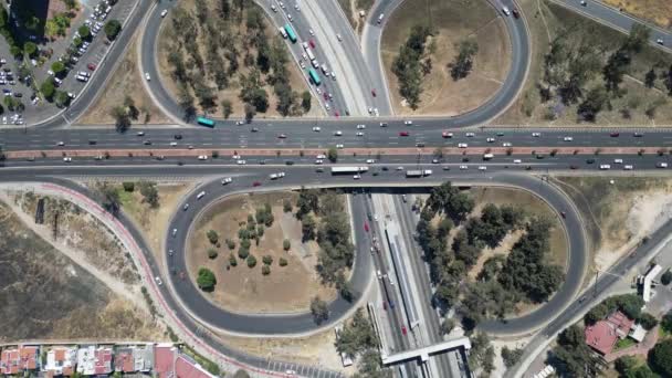 Top View Aerial Footage Vallarta Avenue Periferico Overpass Guadalajaras Vehicular — стокове відео