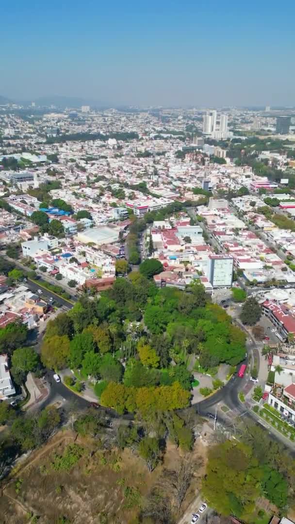 Perspectiva Aérea Vertical Vuelo Drones Sobre Rotonda Chapalita Guadalajara Vídeo — Vídeos de Stock