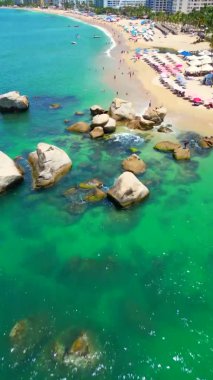 Vertical Seaside Advance: Drone Over the Sea To Rocky Formations, Acapulco Mexico