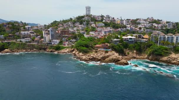 Беспилотное Видео Пейзажи Пляжей Ангоста Синфония Дель Мар Акапулько — стоковое видео
