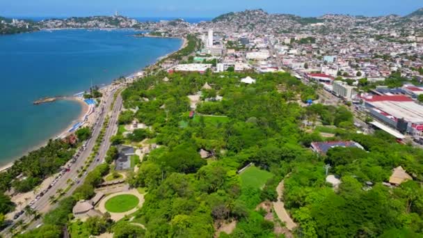 Drohnenvideo Höhenflug Über Papagayo Park Mit Blick Auf Die Bucht — Stockvideo