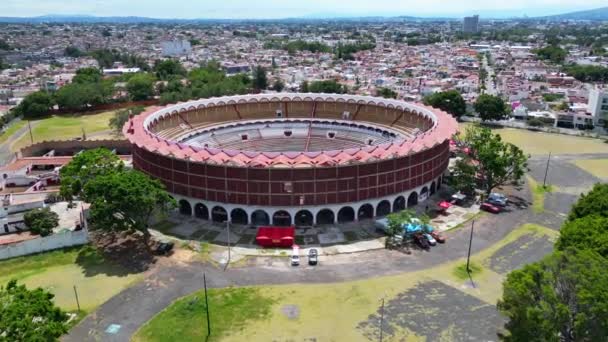 Arriba Arena Viaje Aéreo Sobre Plaza Toros Nuevo Progreso Guadalajara — Vídeo de stock