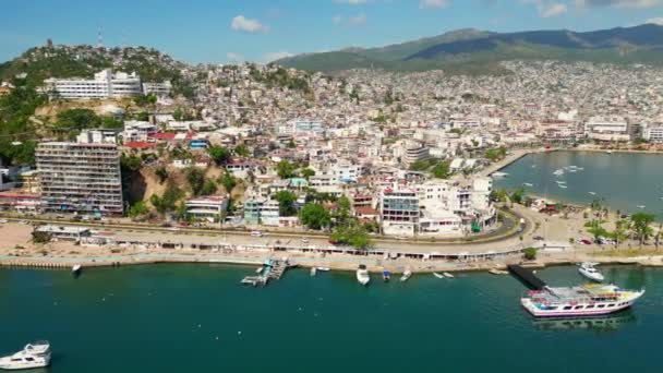 Hava Görüntüleri Canlı Balıkçılardan Acapulco Daki Ünlü Adamların Rotunda Sına — Stok video