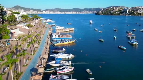 Utazás Előre Drón Videó Bemutatja Lenyűgöző Kilátás Nyílik Acapulcos Tiszta — Stock videók