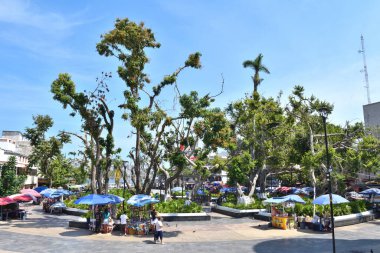 Acapulco, Meksika - 30 Nisan 2024: Otis Kasırgası 'ndan altı ay sonra Acapulco ana meydanının panoramik görüntüsü