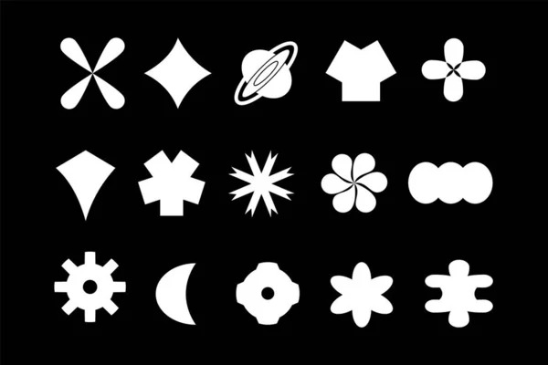 Evrensel modayı takip eden geometrik doğrusal şekiller ayarlandı. İsviçre tarzı asgari tasarım için gaddarlık şekilleri. Bir dizi Modern Geometrik Çıkartma. Memphis tasarımı, web için retro ögeler