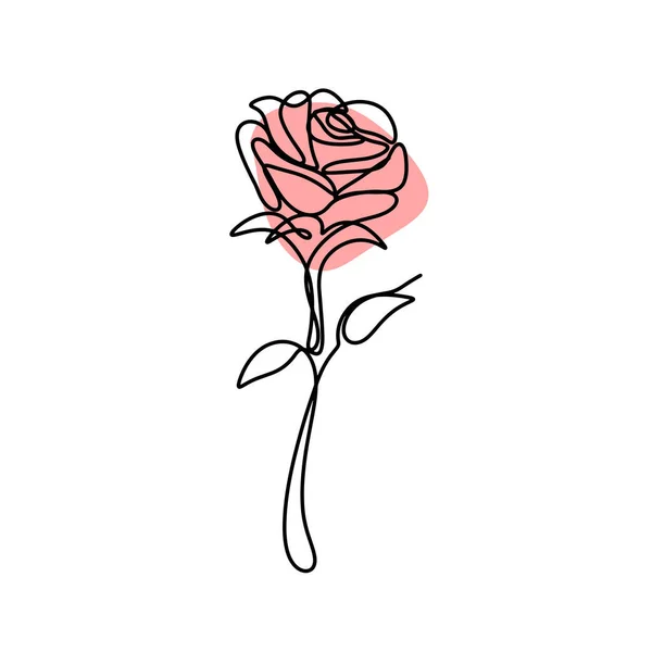Fleur Rose Minimaliste Avec Illustration Vectorielle Art Linéaire — Image vectorielle