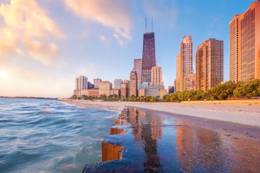 Chicago şehir merkezi. Illinois, ABD 'de gökyüzü manzarası.