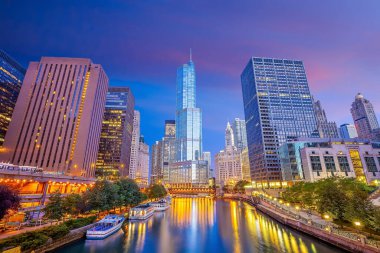Chicago şehir merkezi. Illinois, ABD 'de gökyüzü manzarası.